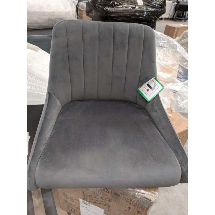 GRADE A2 - Charcoal Velvet Bar Stool with Back - 77cm - Macie