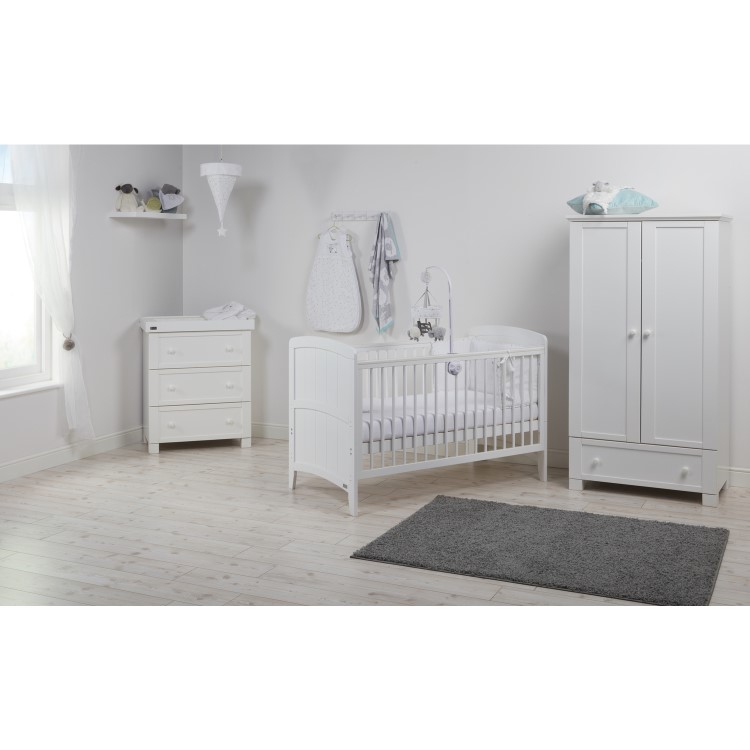 White Cot Bed with 3 Adjustable Heights - East Coast Venice