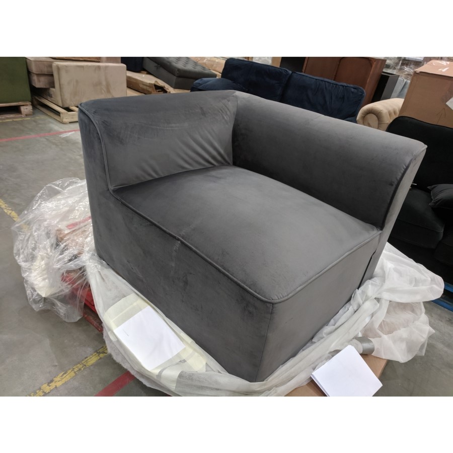 GRADE A2 - Hendrix Grey Velvet Left Corner Section