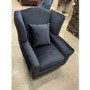 GRADE A2 - Navy Blue Velvet Wingback Armchair - Rupert
