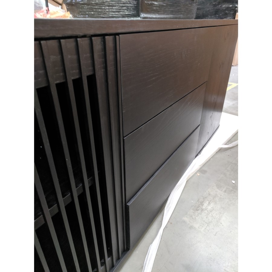 GRADE A2 - Large Black Wooden Sideboard with Drawers - Jarel