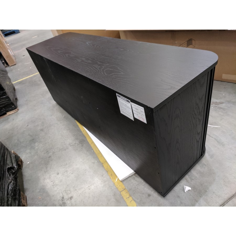 GRADE A2 - Large Black Wooden Sideboard with Drawers - Jarel