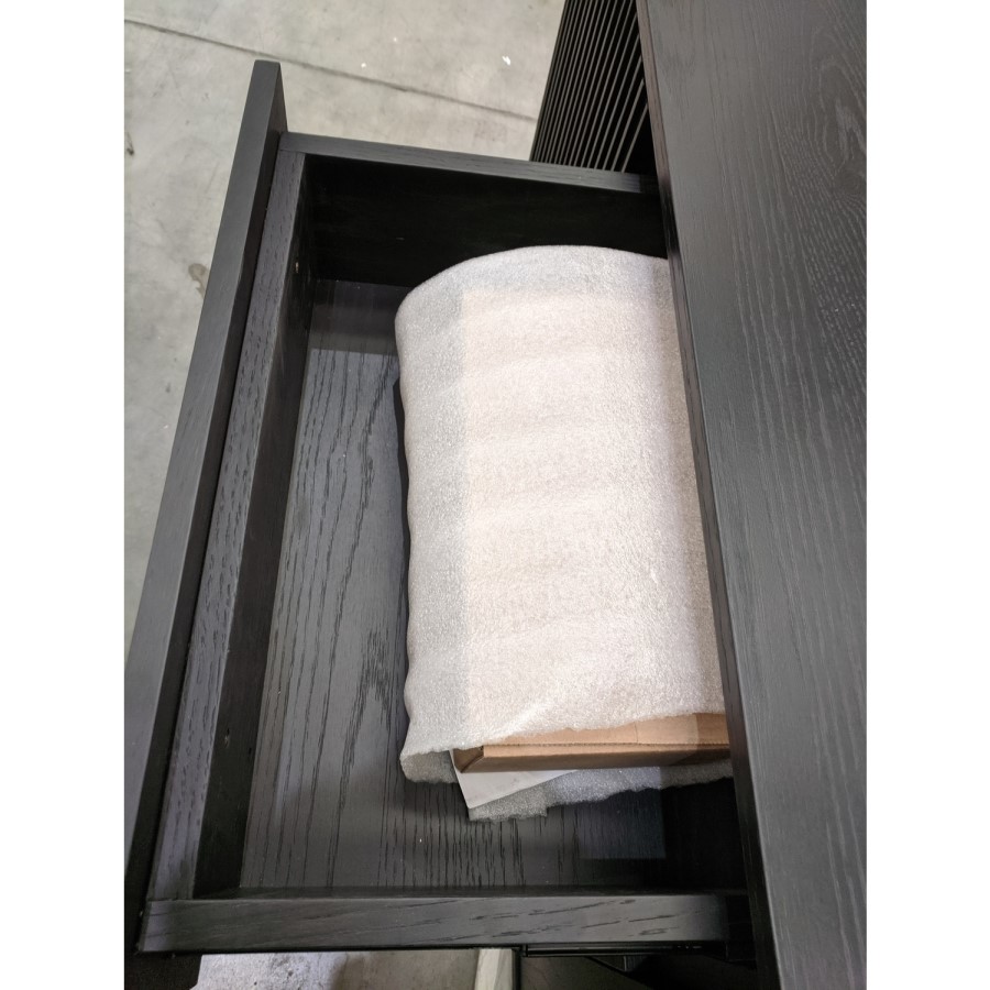 GRADE A2 - Large Black Wooden Sideboard with Drawers - Jarel