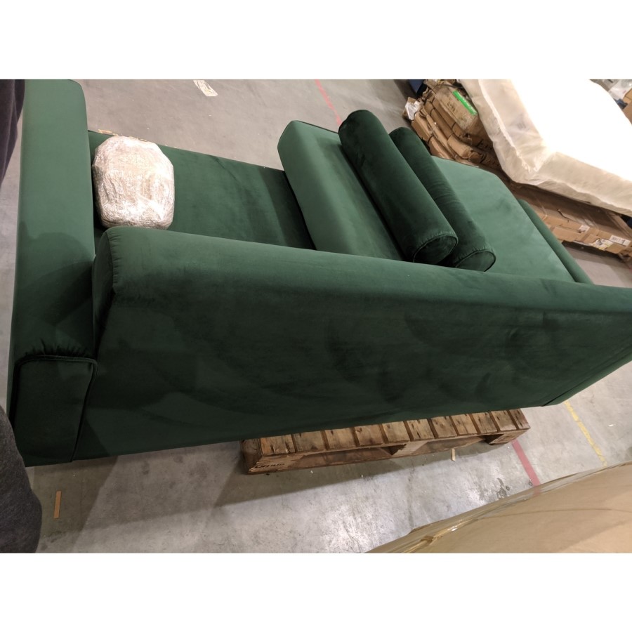 GRADE A2 - Green Velvet Left Hand L Shaped Sofa - Seats 3 - Idris