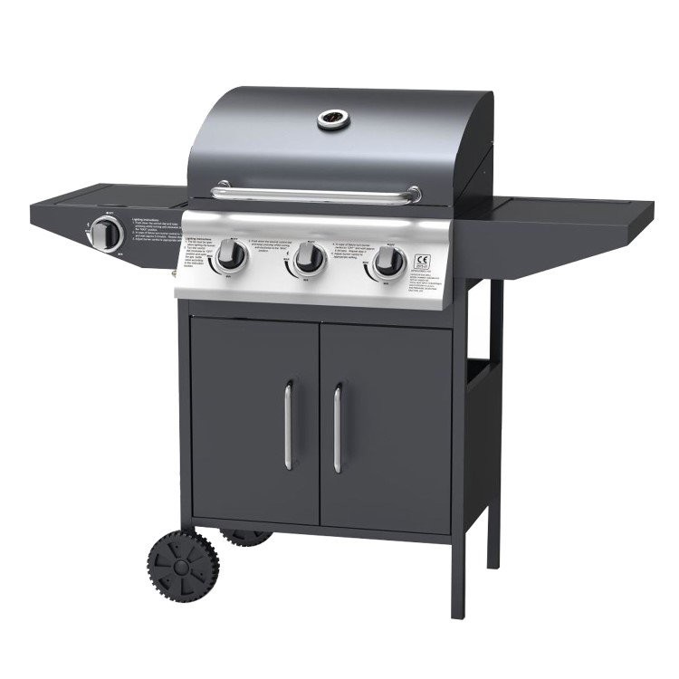 Boss Grill Georgia Classic - 3 Burner Gas BBQ Grill with Side Burner - Black