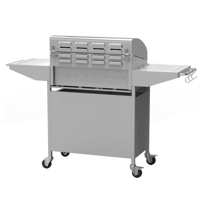 Boss Grill Georgia Classic - 4 Burner Gas BBQ Grill with Side Burner - Silver