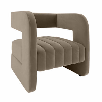 ALMOST PERFECT - Mink Velvet Art Deco Armchair with Ribbed Detail - Boni