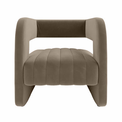 ALMOST PERFECT - Mink Velvet Art Deco Armchair with Ribbed Detail - Boni