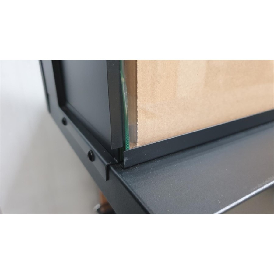 GRADE A3 - Black 60 Inch Inset Media Wall Electric Fireplace with Glass Configurated Front and Sides - AmberGlo