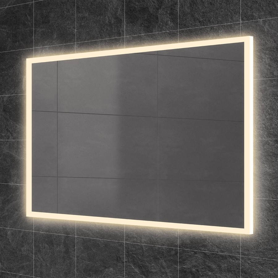 Rectangular LED Bathroom Mirror with Demister 900 x 600mm- HiB Globe 90 