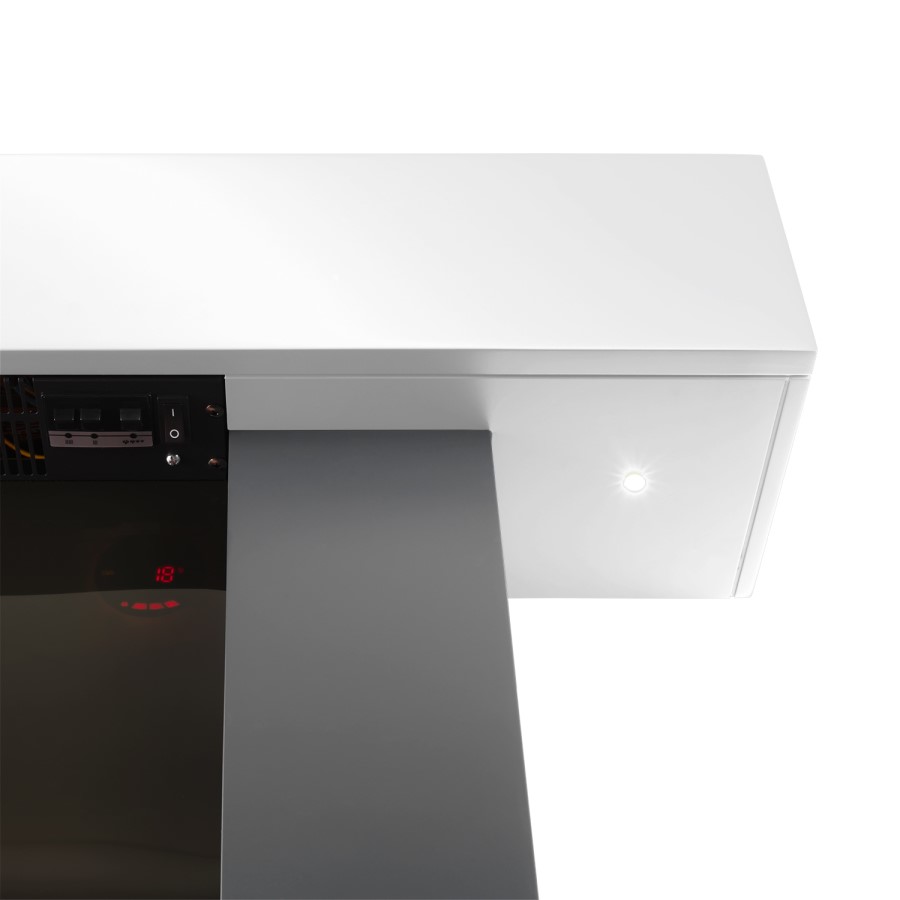ALMOST PERFECT - White Wall Mounted Electric Fireplace Suite with LED Lights - Amberglo