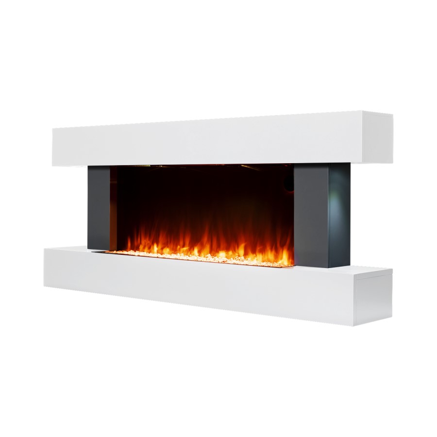 GRADE A3 - White Wall Mounted Electric Fireplace Suite with LED Lights 52 inch- Amberglo