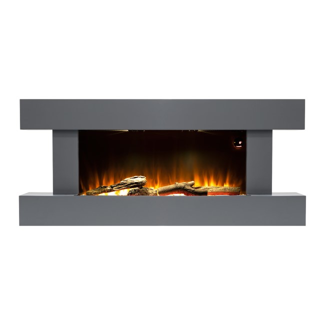 ALMOST PERFECT - Grey Wall Mounted Electric Fireplace with LED Lights 52 inch - Amberglo