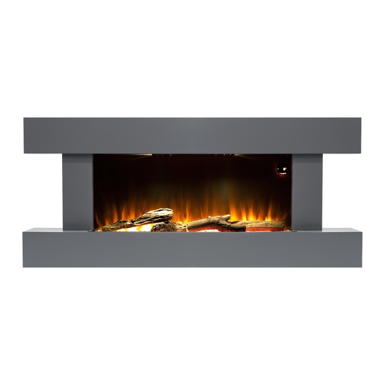 IMPERFECT - Grey Wall Mounted Electric Fireplace with LED Lights 52 inch - Amberglo