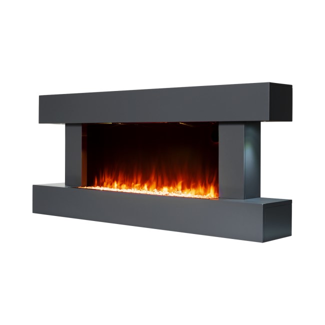 ALMOST PERFECT - Grey Wall Mounted Electric Fireplace with LED Lights 52 inch - Amberglo