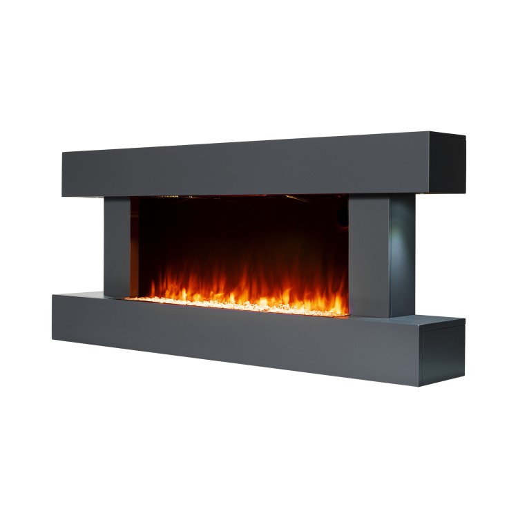 IMPERFECT - Grey Wall Mounted Electric Fireplace with LED Lights 52 inch - Amberglo