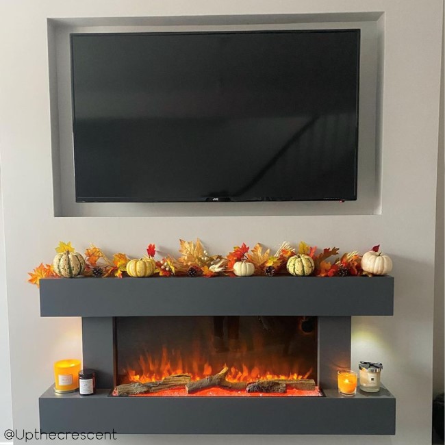 ALMOST PERFECT - Grey Wall Mounted Electric Fireplace with LED Lights 52 inch - Amberglo