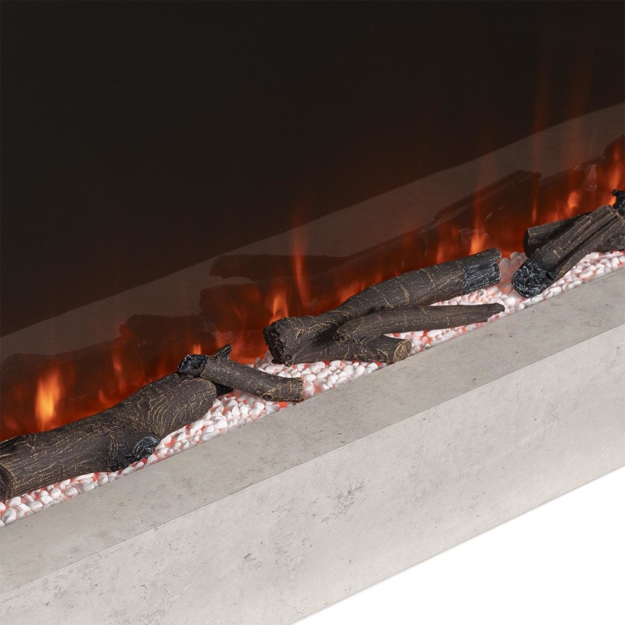 IMPERFECT - Black & Concrete 62inch Wall Mounted Electric Fireplace With Pebbles - AmberGlo