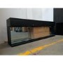 IMPERFECT - 60 Inch Black Inset Electric Media Wall Fireplace with Configurated Front and Side Glass Case - AmberGlo