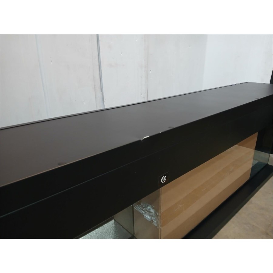 IMPERFECT - 60 Inch Black Inset Electric Media Wall Fireplace with Configurated Front and Side Glass Case - AmberGlo