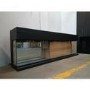 IMPERFECT - 60 Inch Black Inset Electric Media Wall Fireplace with Configurated Front and Side Glass Case - AmberGlo