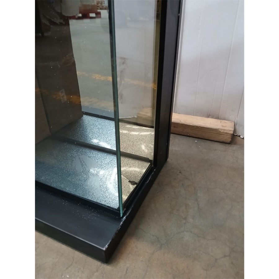 IMPERFECT - 60 Inch Black Inset Electric Media Wall Fireplace with Configurated Front and Side Glass Case - AmberGlo