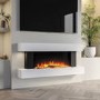 ALMOST PERFECT - White Wall Mounted Electric Fireplace Suite with LED Lights - Amberglo