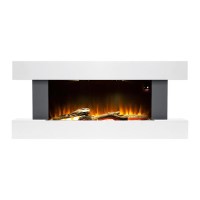 GRADE A2 - White Wall Mounted Electric Fireplace Suite with LED Lights - Amberglo