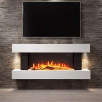 GRADE A3 - White Wall Mounted Electric Fireplace Suite with LED Lights - Amberglo