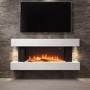 ALMOST PERFECT - White Wall Mounted Electric Fireplace Suite with LED Lights - Amberglo