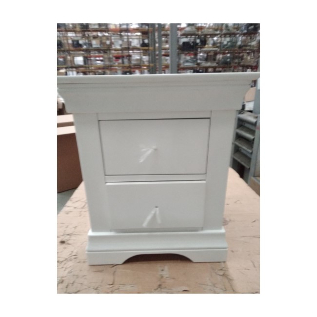 ALMOST PERFECT - Olivia Off White Two Drawer Bedside Table