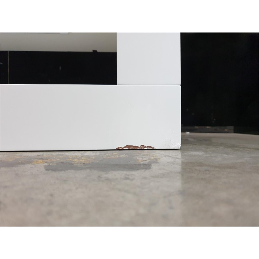 IMPERFECT - White Wall Mounted Electric Fireplace with LED Lights and  Storage Shelf 47 inch - Amberglo