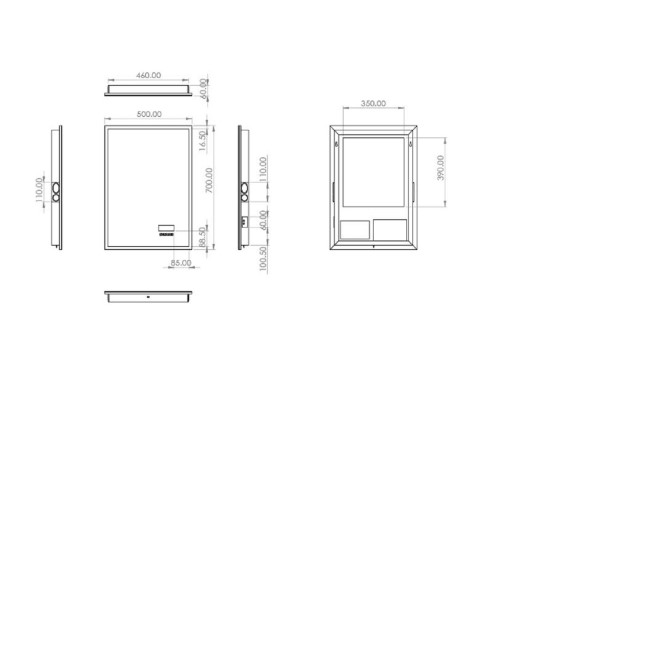 Rectangular Heated Bathroom Mirror with Lights Digital Display Shaver Socket & Bluetooth Speakers 500 x 700mm- HiB Globe Plus 50