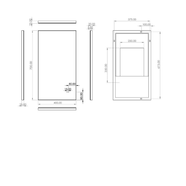 Rectangular Heated Bathroom Mirror with Lights 400 x 700mm- HiB Air 40