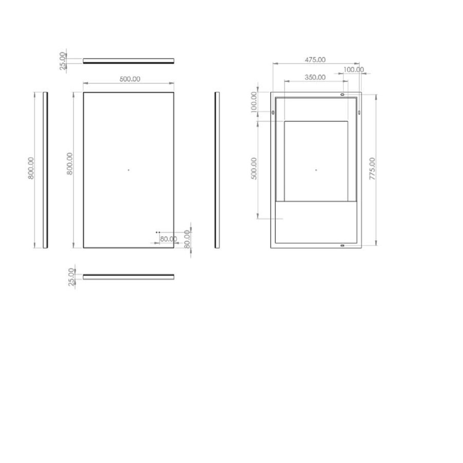 Rectangular LED Bathroom Mirror with Demister 500 x 800mm- HiB Air 50 