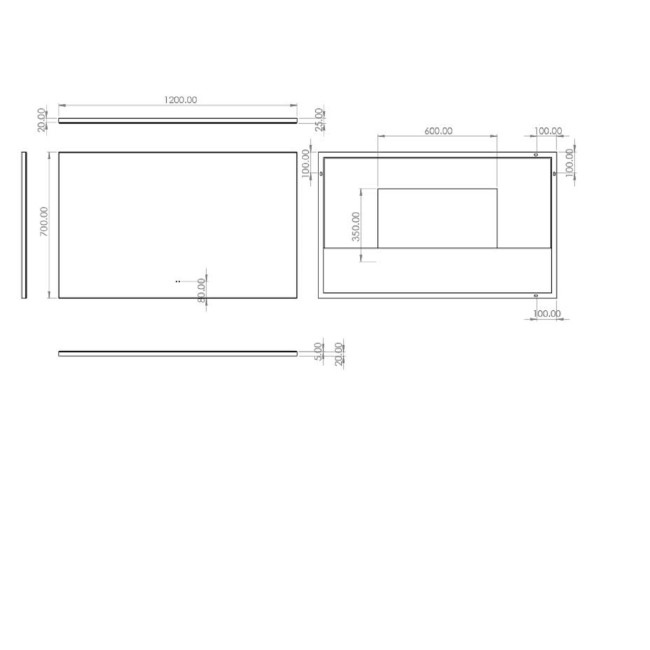 Rectangular Heated Bathroom Mirror with Lights 700 x 1200mm- HiB Air 120