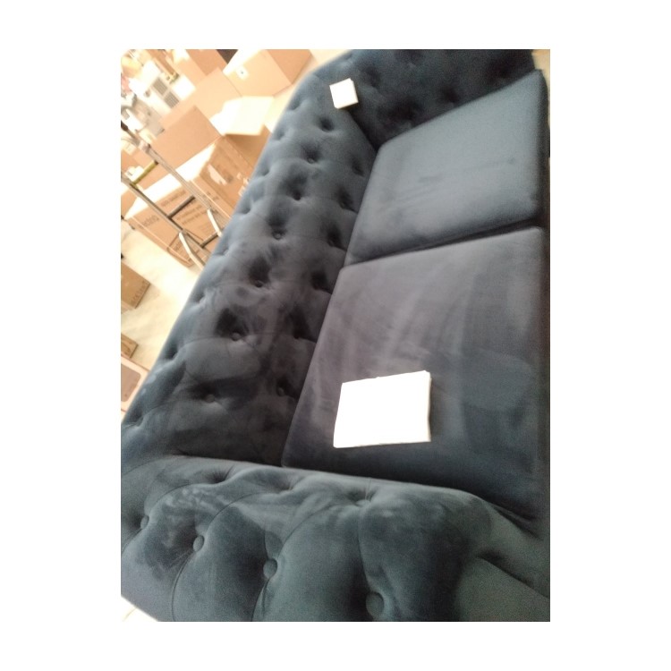 IMPERFECT - Navy Velvet Chesterfield Pull Out Sofa Bed - Seats 3 - Bronte