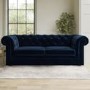 IMPERFECT - Navy Velvet Chesterfield Pull Out Sofa Bed - Seats 3 - Bronte