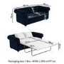 IMPERFECT - Navy Velvet Chesterfield Pull Out Sofa Bed - Seats 3 - Bronte