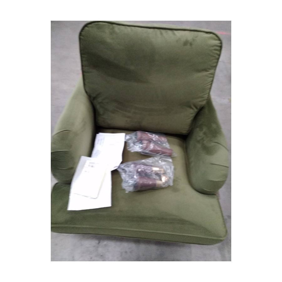 GRADE A2 - Olive Green Velvet Armchair - Payton