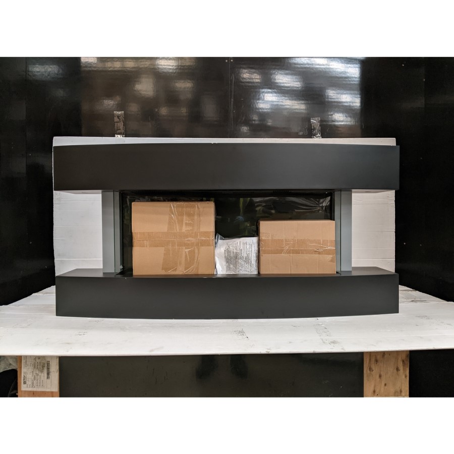 IMPERFECT - Matt Black Wall Mounted Curved Electric Fire 47 Inch  - Amberglo