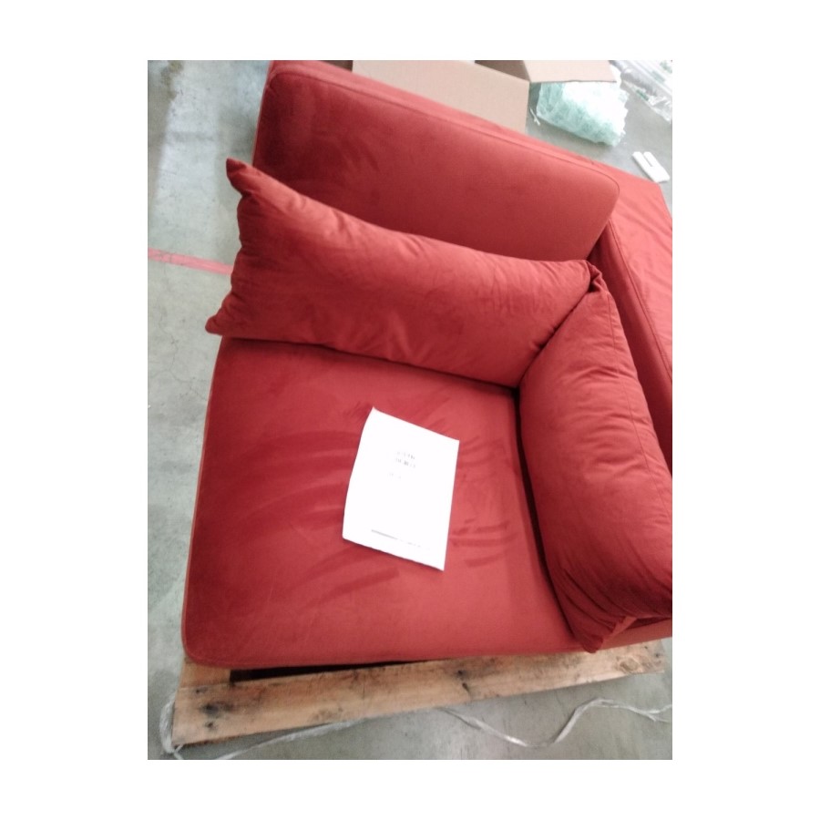 GRADE A3 - Large Burnt Orange Velvet Reversible 4-Seater Corner Sofa - Hudson