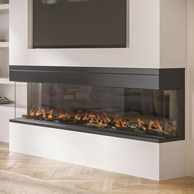 ALMOST PERFECT - Black 70inch Inset Electric Media Wall Fireplace - AmberGlo