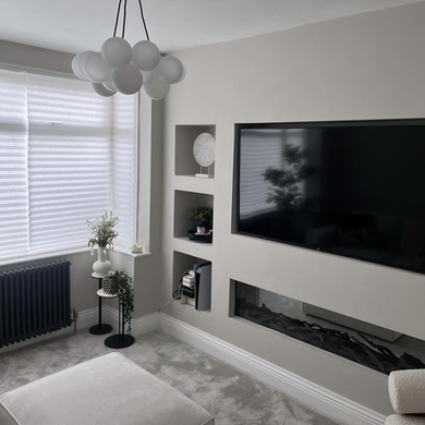 ALMOST PERFECT - Black 70inch Inset Electric Media Wall Fireplace - AmberGlo
