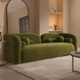 ALMOST PERFECT - Olive Green Velvet Curved 3 Seater Sofa - Elma