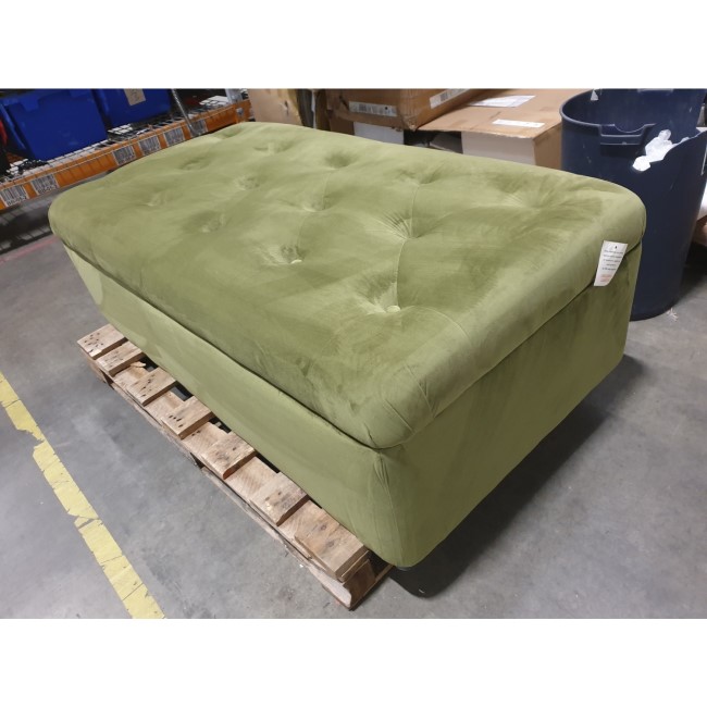 IMPERFECT - Large Olive Green Velvet Bed Footstool - Myles