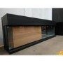 IMPERFECT - 60 Inch Black Inset Electric Media Wall Fireplace with Configurated Front and Side Glass Case - AmberGlo