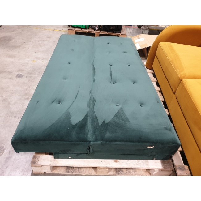 IMPERFECT - Green Velvet Click Clack Sofa Bed - Seats 3 - Rory