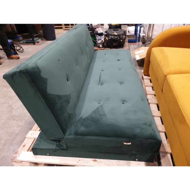 IMPERFECT - Green Velvet Click Clack Sofa Bed - Seats 3 - Rory