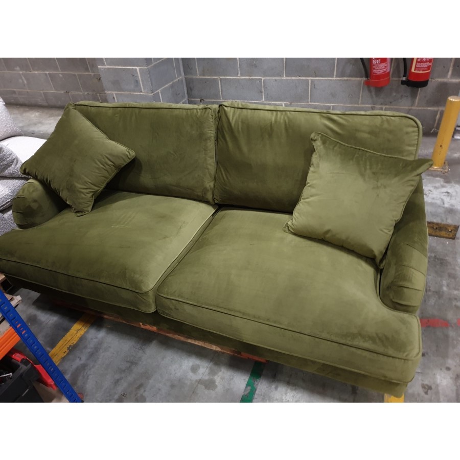 IMPERFECT - Olive Green Velvet 3 Seater Sofa - Payton